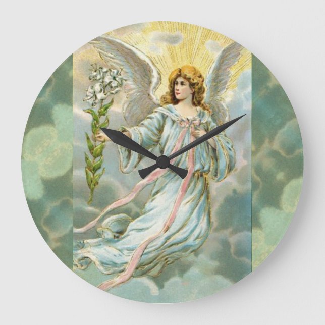 Angel In Blue  Große Wanduhr (Vorderseite)
