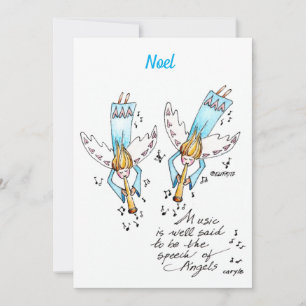 Angel in Blue Playing Music für unsere Soule Urlau Feiertagskarte