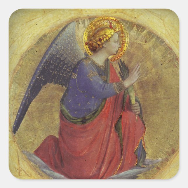 Angel in Gold Quadratischer Aufkleber (Vorderseite)