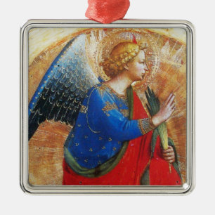 ANGEL IN GOLD RED BLUE, Archangel Gabriel Silbernes Ornament