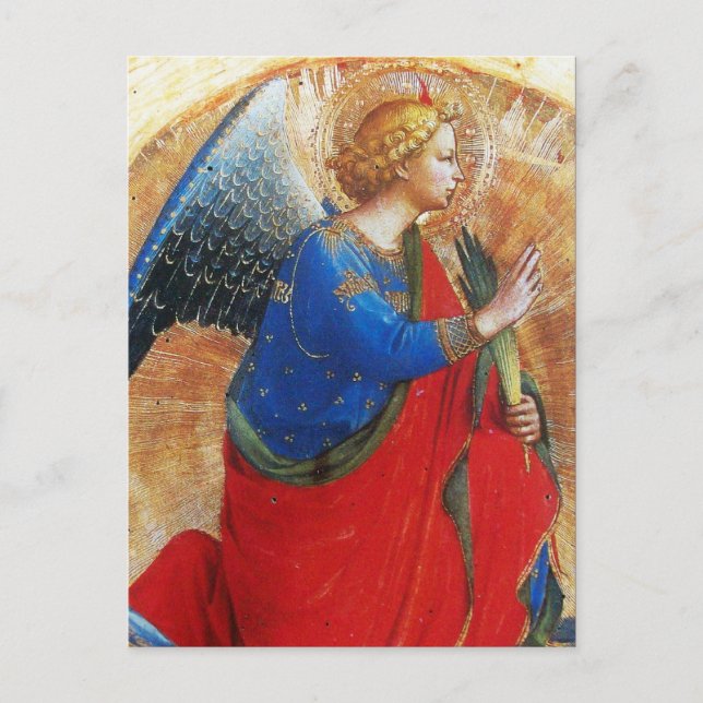ANGEL IN GOLD ROT UND BLAU POSTKARTE (Vorderseite)