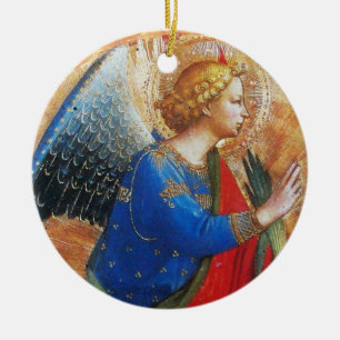 ANGEL IN GOLD ROT UND BLAU, Sapphire Gem Stein Keramikornament