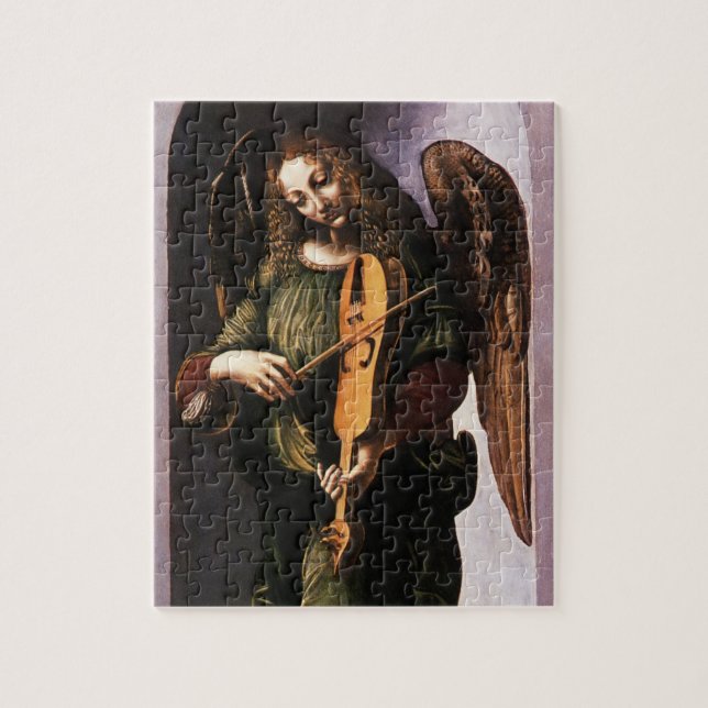 Angel in Grün mit Vielle von Leonardo da Vinci Puzzle (Vertikal)