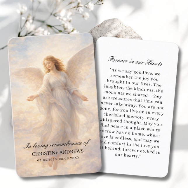 Angel | In Loving Memory Funeral Visitenkarte (Angel | In Loving Memory Funeral Business Card)