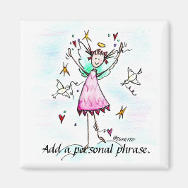 Angel in Red Gown hat Herz- und Friedenstaube Skiz Magnet