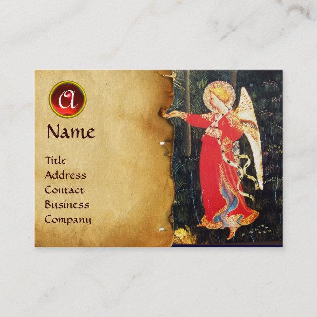 ANGEL IN ROT UND SCHWARZ-MONOGRAMM GOLD METALLIC VISITENKARTE (Vorderseite)