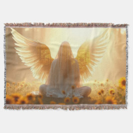Angel in the sunflowers at sunset decke