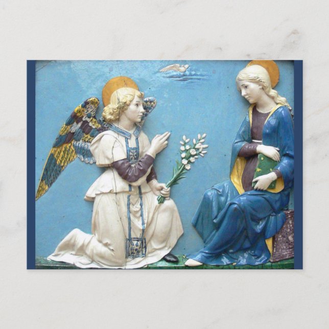 Angel Jungfrau Mary Della Robbia Blue Postkarte (Vorderseite)