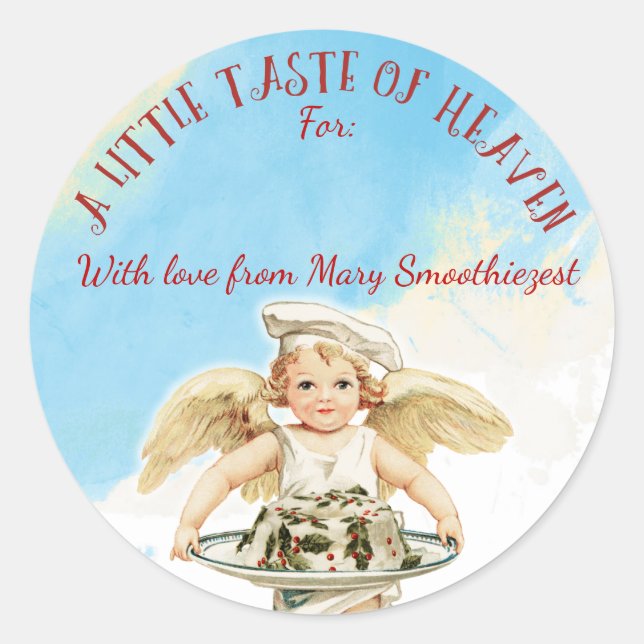 Angel Koch Weihnachtskuchen aus der Küche Runder Aufkleber (Vorderseite)