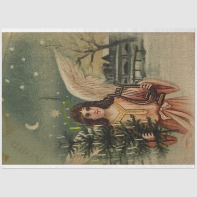 Angel kommt mit Christbaum in die Stadt Seidenpapier (Vorderseite)