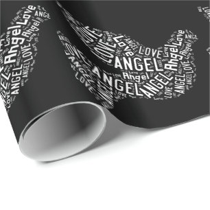 Angel Liebe Dove, weiß auf schwarz Geschenkpapier