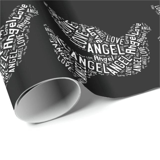 Angel Liebe Dove, weiß auf schwarz Geschenkpapier (Rolleneckpunkt)