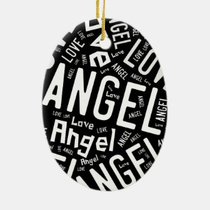 Angel Liebe Dove, weiß auf schwarz Keramik Ornament