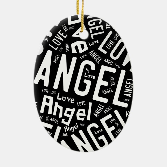 Angel Liebe Dove, weiß auf schwarz Keramik Ornament (Hinten)