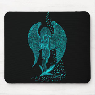 Angel lost in Love , black and green Design Mousepad