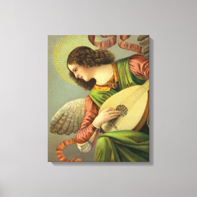 Angel-Malerei mit Mandolin Leinwanddruck (Vorderseite)