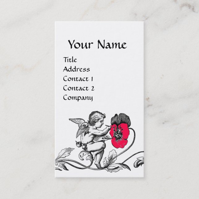ANGEL MALERIEREN EIN PINK-BLUME-MONOGRAMM Schwarz- Visitenkarte (Vorderseite)