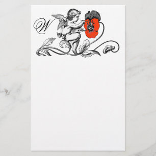 ANGEL MALERIEREN EIN ROTES BLUME-MONOGRAMM BRIEFPAPIER