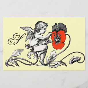 ANGEL MALERIEREN EIN ROTES BLUME-MONOGRAMM BRIEFPAPIER