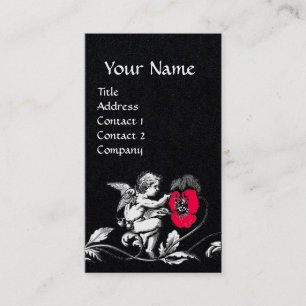 ANGEL MALERIEREN EINE PINK-BLUME, MONOGRAMM-Black Visitenkarte