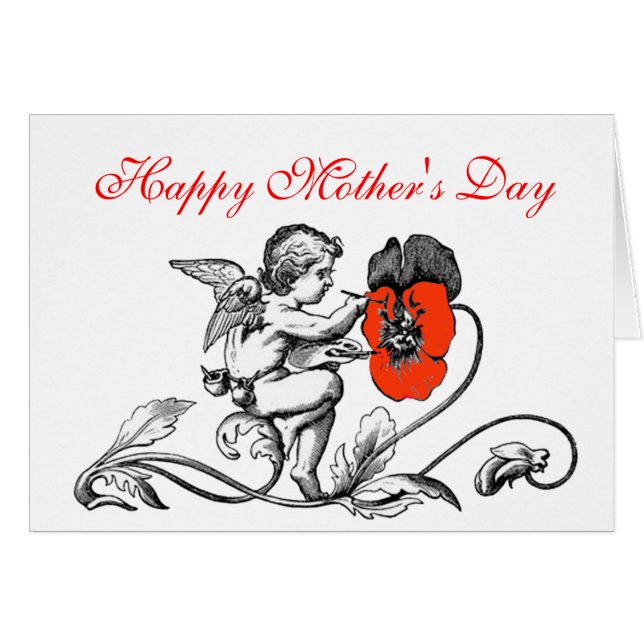 ANGEL MALERIERT EINE ROTE BLUME MUTTER TAG (Vorderseite (Horizontal))