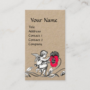 ANGEL MALERN EINER PINKEN-BLUME, MONOGRAM-Kraft-Pa Visitenkarte