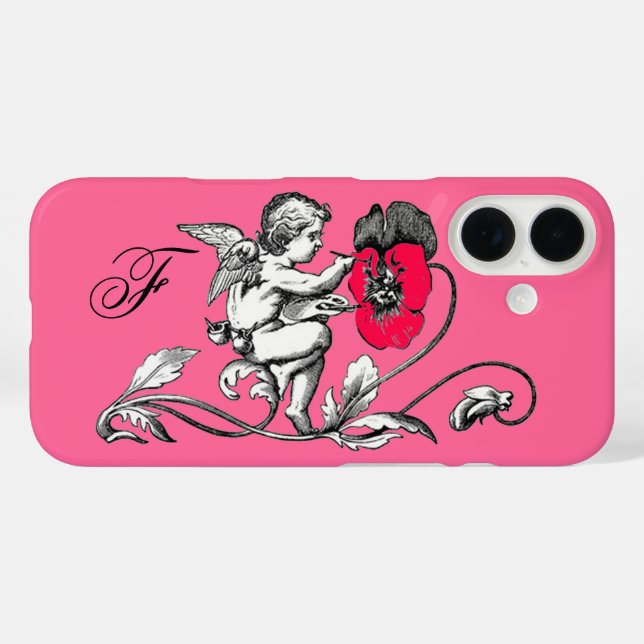ANGEL MALERN EINER PINKEN BLUME, MONOGRAMM Case-Mate iPhone HÜLLE (Rückseite (Horizontal))