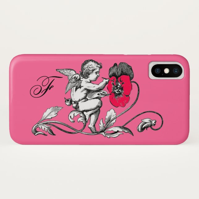 ANGEL MALERN EINER PINKEN BLUME, MONOGRAMM Case-Mate iPhone HÜLLE (Rückseite (Horizontal))