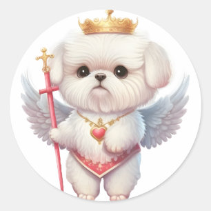 Angel Maltese Puppy, Maltes Hundeliebhaber und Bes Runder Aufkleber