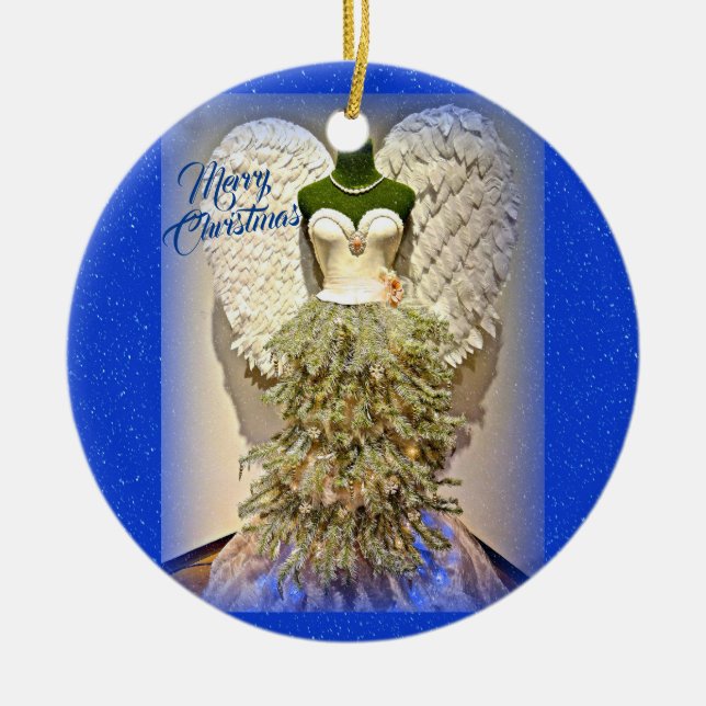 Angel Mannequin Kleid Form Weihnachtsbaum Keramik Ornament (Vorne)