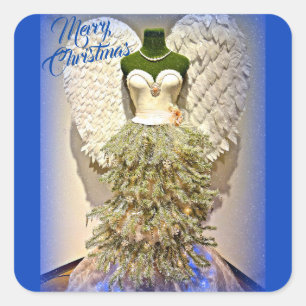 Angel Mannequin Kleid Form Weihnachtsbaum Quadratischer Aufkleber