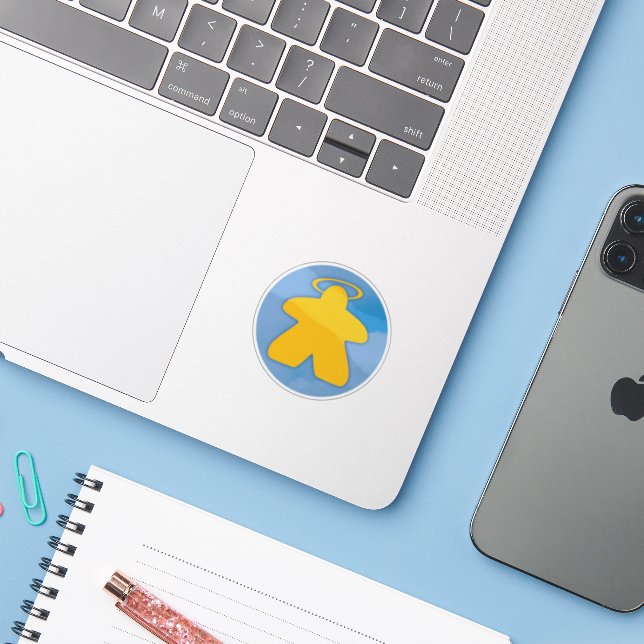 Angel Meeple Vinyl Sticker (Laptop mit iPhone)