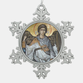 Angel Michael Schneeflocken Zinn-Ornament