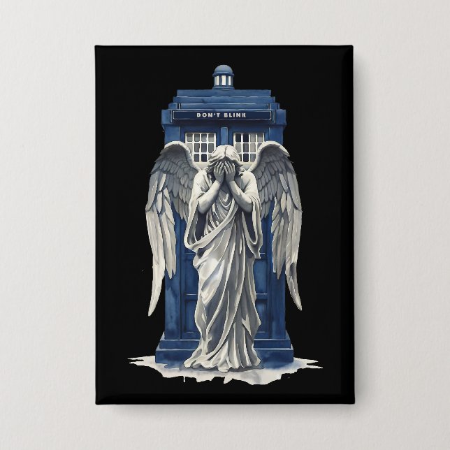 Angel mit Blue Police Box 1 Button (Vorderseite)