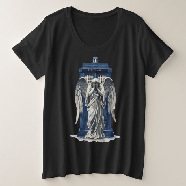 Angel mit Blue Police Box 1 Große Größe T-Shirt (Design vorne)