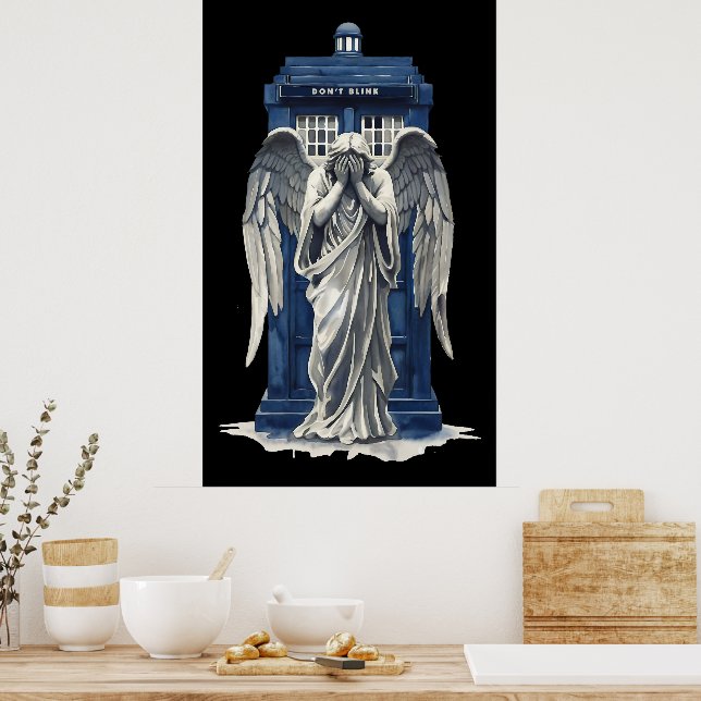 Angel mit Blue Police Box 1 Poster (Küche)