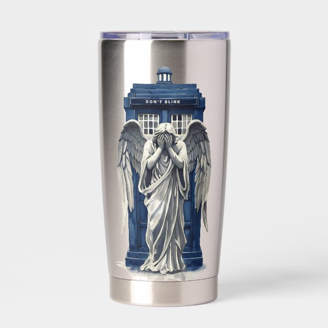 Angel mit Blue Police Box 1 Thermobecher (Vorderseite)