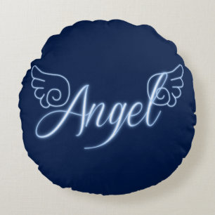 Angel mit Flügeln Rundes Kissen