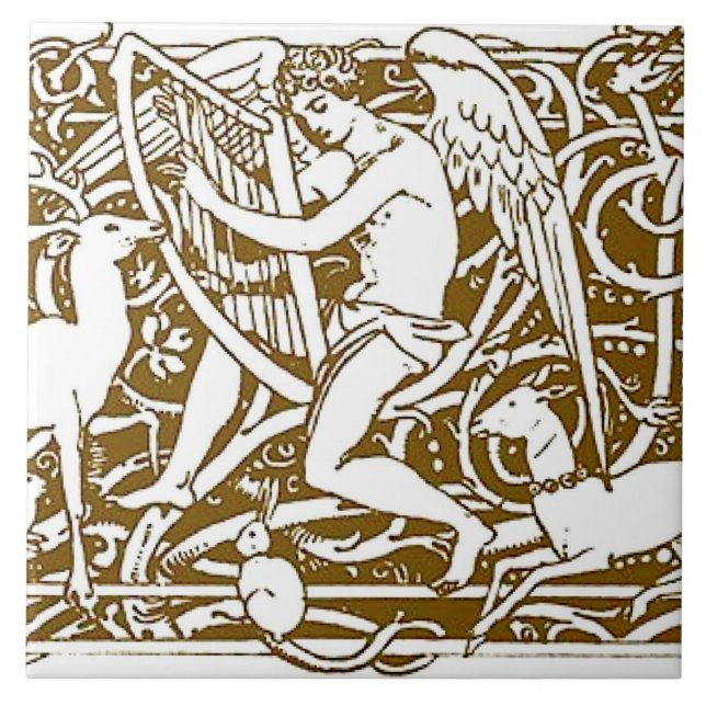 Angel mit Harp Fliese (Vorderseite)
