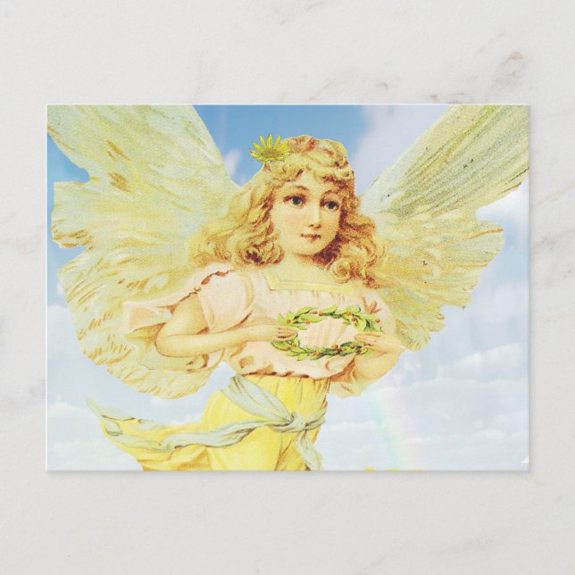 Angel mit Kranz Postkarte (Vorderseite)