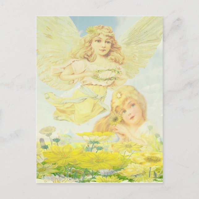 Angel mit Kranz Postkarte (Vorderseite)