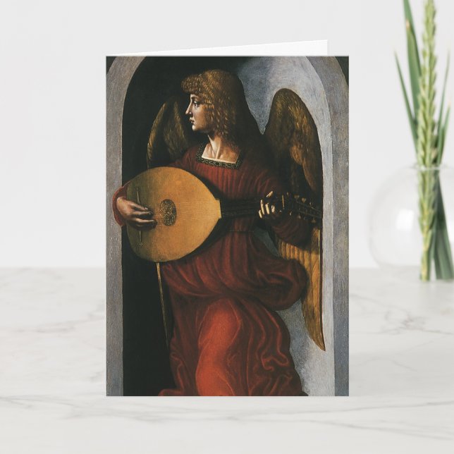 Angel mit Lute von Leonardo da Vinci Weihnachten (Vorderseite)