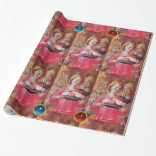 ANGEL MIT ROSE UND ROTEN BLAUEN GEMSTONS GESCHENKPAPIER