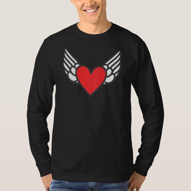Angel mit rotem Herzen auf der Rückseite T-Shirt (Vorderseite)