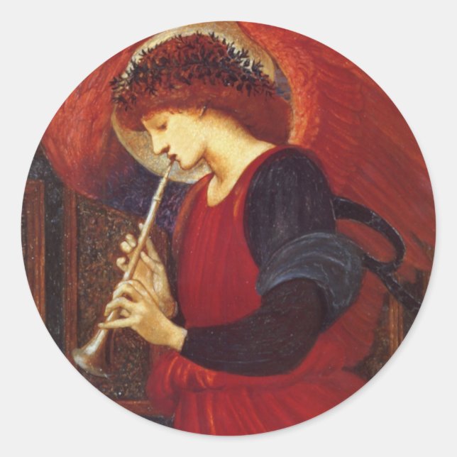 Angel mit Trumpet, Burne Jones Runder Aufkleber (Vorderseite)