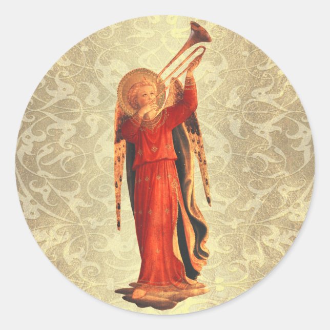 Angel mit Trumpet Runder Aufkleber (Vorderseite)
