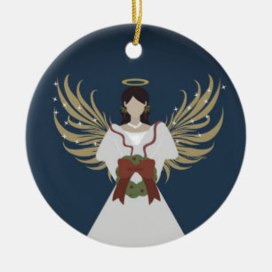 Angel Moderne neutrale Kranzflügel Halo Stars Gesc Keramik Ornament