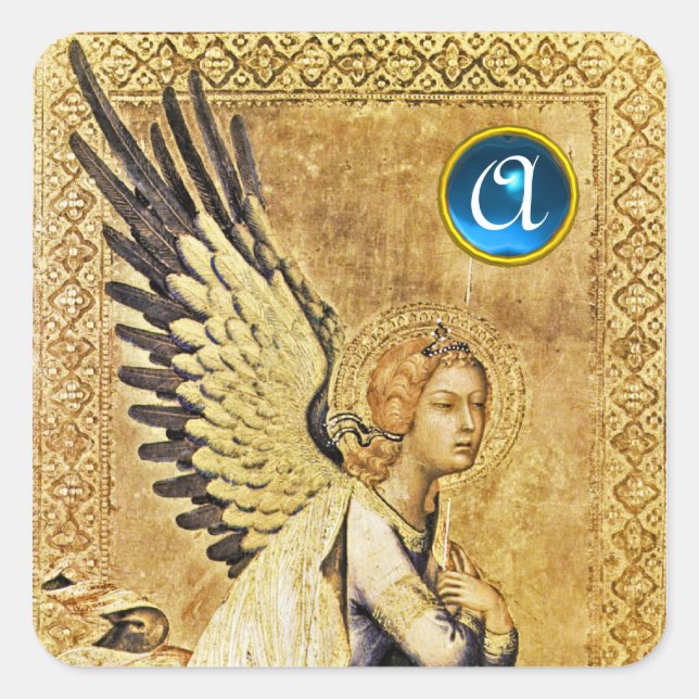 ANGEL-Monogramm Quadratischer Aufkleber (Vorderseite)