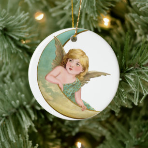 Angel Moon Painting Keramik Ornament