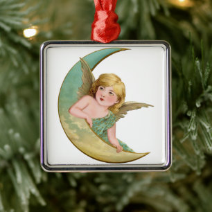 Angel Moon Painting Ornament Aus Metall